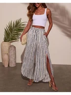 Spodnie damskie - Milan Kiss Spodnie w kolorze biało-granatowym - miniaturka - grafika 1