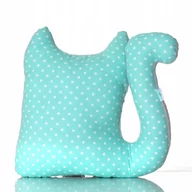 Kołdry i poduszki dla dzieci - Kot Poduszka Na Prezent Podróżna Groszki Ozdobna - miniaturka - grafika 1