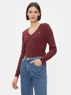 Swetry damskie - Gant Sweter 4800101 Bordowy Slim Fit - miniaturka - grafika 1
