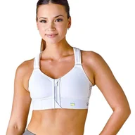 Biustonosze - BIUSTONOSZ SPORTOWY SHEFIT BIAŁY ZE SREBRNYM ŚREDNIE PODTRZYMANIE REGULOWANY 5XL - miniaturka - grafika 1