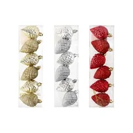 Bombki - Bombka plastikowa szyszka 8 cm 6 sztuk czerwony / srebrny / złoty - miniaturka - grafika 1