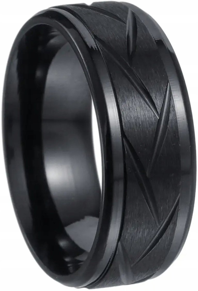 Czarny Sygnet z Grawerem Stal Szlachetna