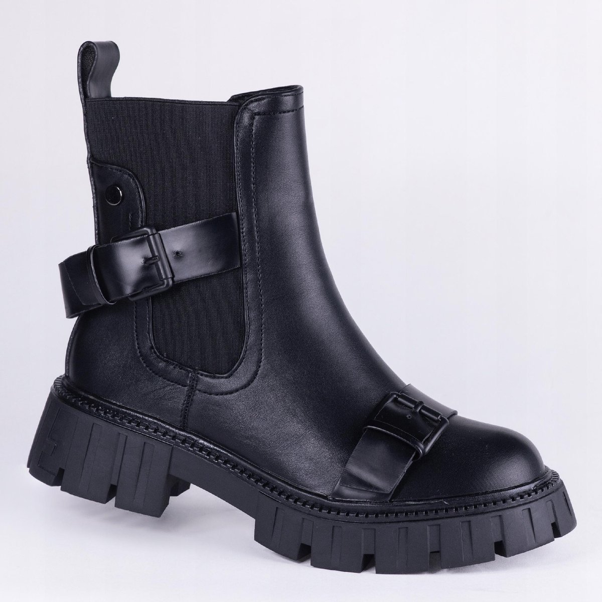 Botki traperki damskie GOODIN GD-XR-628 skóra eko klamry czarne 39