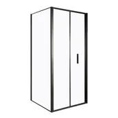 Kabiny prysznicowe - Kabina prysznicowa Solid DH+SC 80 x 70 BL szkło transparentne 6 mm, profile czarne, drzwi składane KERRA - miniaturka - grafika 1