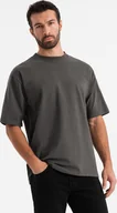 Koszulki męskie - Męski t-shirt bawełniany LOOSE FIT z okrągłym dekoltem szarozielony V3 OM-TSBC-0234 XXL - miniaturka - grafika 1