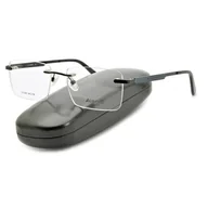 Okulary korekcyjne, oprawki, szkła - Bezramkowe prostokątne oprawki okularowe ALANIE na teleskopach STAL1C Czarny/Granatowy - miniaturka - grafika 1