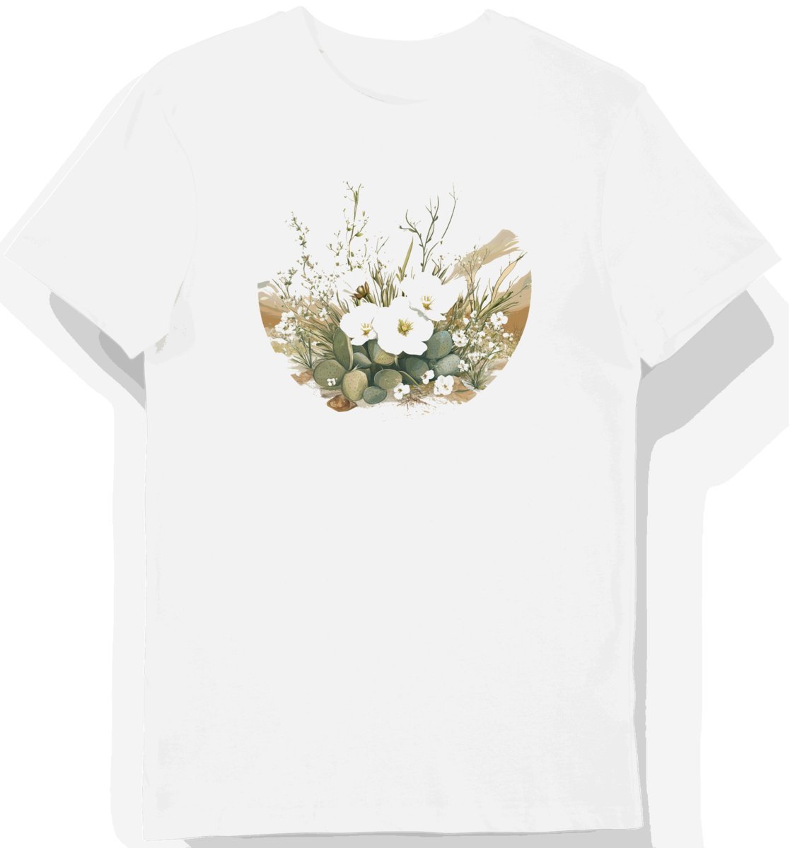 Koszulka męska biała z nadrukiem pustynnych kwiatów 3XL