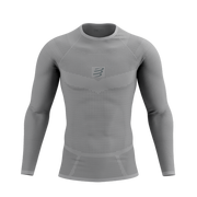 Koszulki sportowe męskie - COMPRESSPORT Koszulka termoaktywna męska ON/OFF BASE LAYER LS TOP szara - miniaturka - grafika 1