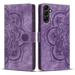 Etui na telefon z wytłoczonej mandali w stylu retro z matowej skóry Fioletowy For Samsung Galaxy S25 5G - Etui i futerały do telefonów - miniaturka - grafika 1