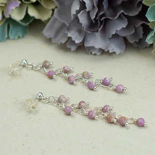 Fosfosyderyt i srebro 925 - długie fioletowe kolczyki gronka - Kolczyki - miniaturka - grafika 1