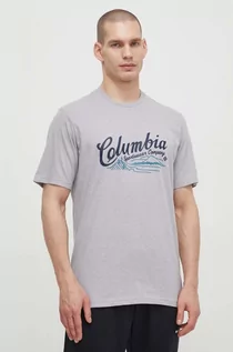 Koszulki męskie - Columbia t-shirt bawełniany kolor szary wzorzysty - grafika 1