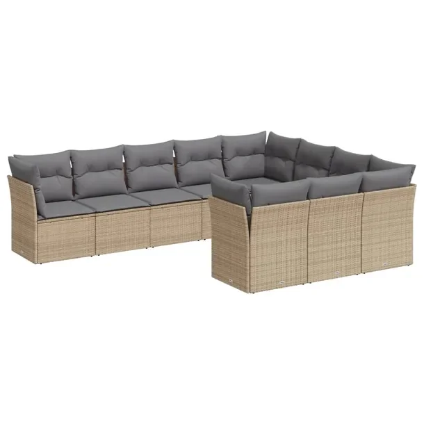 Zestaw wypoczynkowy Rattan PE, beżowy, 289x234x69cm, UV