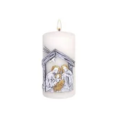 Świece - Świeca pieńkowa Szopka Bożonarodzeniowa szara matowa - miniaturka - grafika 1