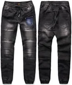 Spodnie męskie - Spodnie jeansowe męskie joggery czarne Recea - miniaturka - grafika 1