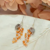 Kolczyki - Pomarańczowe kolczyki gronka, srebro 925, jadeit - miniaturka - grafika 1