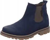 Botki damskie - Vado Botki Skórzane Na Zamek Dziecięce Granatowe 32 Jwa - miniaturka - grafika 1