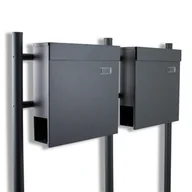 Skrzynki na listy - Podwójna Skrzynka Pocztowa Grafitowa ze Stojakami z Gazetnikiem - miniaturka - grafika 1