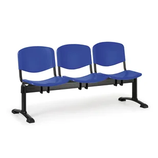 Euroseat Plastikowa ławka ISO, 3-siedziska, czarne nogi 300220 - Inne meble biurowe - miniaturka - grafika 1