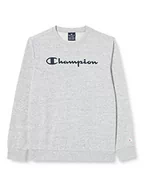 Bluzy dla dziewczynek - Champion Bluza dziecięca Legacy American Classics Ultra Light Powerblend Terry Logo Crewneck, szary, 7-8 Lat - miniaturka - grafika 1
