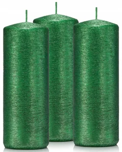 Świeczki ozdobne zestaw 3 świec walec 15/6 zielone - Świece - miniaturka - grafika 1
