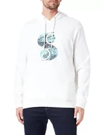 Bluzy męskie - s.Oliver Męska bluza z kapturem, biała, XXL, biały, XXL - miniaturka - grafika 1