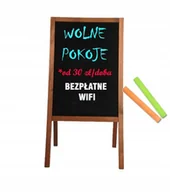 Tablice i flipcharty - STOJAK POTYKACZ REKLAMOWY KREDOWY DWUSTRONNY DREWNIANY BRĄZ S 75x44 - miniaturka - grafika 1