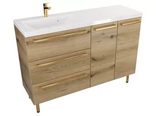 Szafka Stojąca Z Umywalką ATHD 120 cm SD Lewa - Dąb Evoke Coast Mat - Uchwyty Złote Polerowane - Szafki łazienkowe - miniaturka - grafika 1