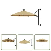 Parasole ogrodowe - The Living Store Parasol ogrodowy z LED - ścienny - 300 cm - taupe - Parasol Ogrodowy - miniaturka - grafika 1