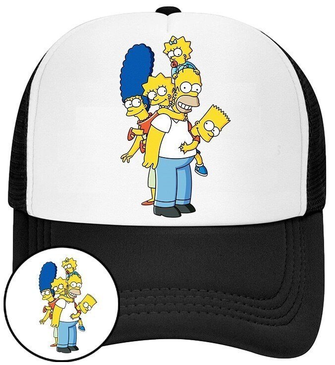 Czapka z Daszkiem Simpsonowie Czarna z Nadrukiem Na Lato Siatka Bejsbolówka