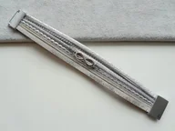 Bransoletki - Szeroka Srebrna Bransoletka Nieskończoność Stal - miniaturka - grafika 1