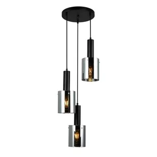 Italux Wisząca LAMPA loftowa SARDO PND-5581-3A-BK+SG skandynawska OPRAWA szklany ZWIS tuby kaskada przydymiona czarna - Lampy sufitowe - miniaturka - grafika 1