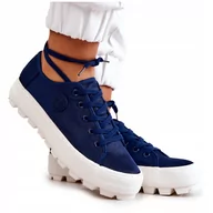 Trampki damskie - BIG STAR JJ274491 granatowe trampki damskie na platformie R. 41 - miniaturka - grafika 1