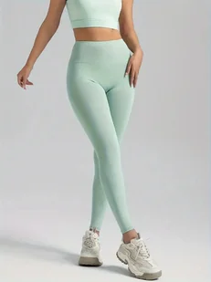 Bezszwowe sportowe legginsy damskie - Miętowy - Legginsy - miniaturka - grafika 1