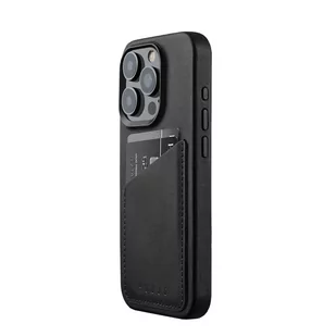 Mujjo Full Leather Wallet Case - etui skórzane do iPhone 15 Pro kompatybilne z MagSafe (black) - Etui i futerały do telefonów - miniaturka - grafika 1