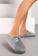 Kapcie damskie - Szare Kapcie z Weluru na Płaskiej Podeszwie Cellia - miniaturka - grafika 1