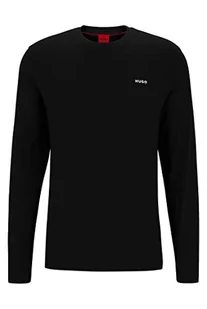 HUGO Męska koszulka z długim rękawem Derol222 z bawełny dżersej z nadrukiem logo, Black001, XS - Koszulki męskie - miniaturka - grafika 1