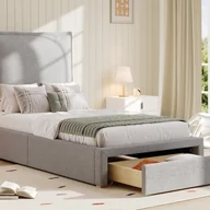 Łóżka dla dzieci i młodzieży - Łóżko dziecięce 90x200cm - wyściełany zagłówek - z 1 szufladą - Tkanina z weluru - Szary (materac nie jest wliczony w cenę) - miniaturka - grafika 1