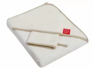 UVIE Okrycie kąpielowe bawełniane z myjką 80x80 cm, ecru - Szlafroki dla dzieci - miniaturka - grafika 1