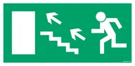 Systemy ekspozycyjne i znaki informacyjne - AC019 WYJŚCIE EWAKUACYJNE W LEWO SCHODAMI W GÓRĘ, TS - PŁYTA TD FOTOLUMINESCENCYJNA; (400X200MM) - miniaturka - grafika 1