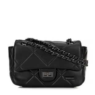 Crossbody z ekoskóry w geometryczne przeszycia czarna - Torebki damskie - miniaturka - grafika 1