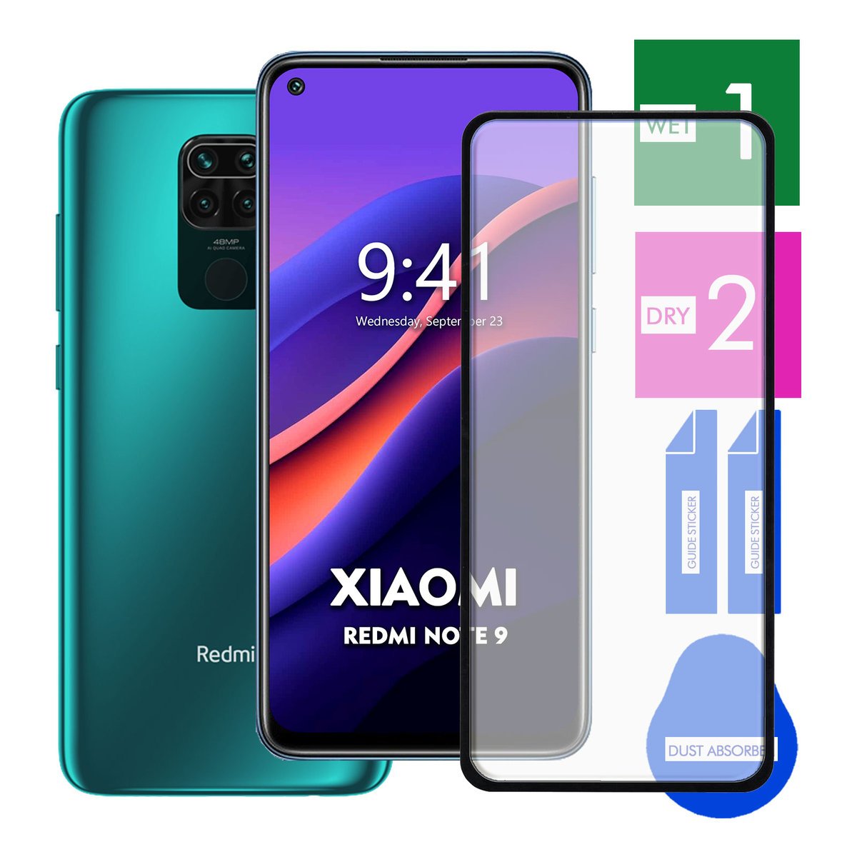 SZKŁO HARTOWANE DO XIAOMI REDMI NOTE 9 NA TELEFON PEŁNE CAŁY EKRAN 9H 5D