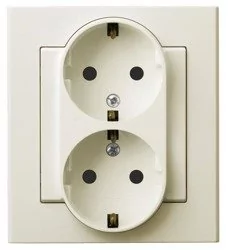 Ospel Gniazdo Podwójne z uziemieniem schuko GP-2RS/27 ECRU - Gniazdka elektryczne - miniaturka - grafika 1