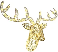 Ozdoby bożonarodzeniowe - vidaXL Renifer ciągnący sanie Ciepła biel 60 cm PET - miniaturka - grafika 1