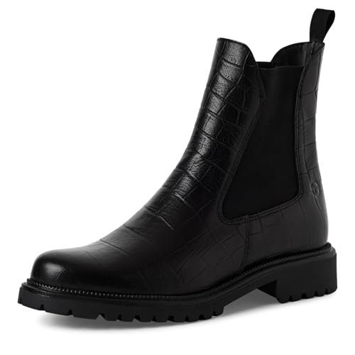Tamaris Damskie kozaki Chelsea 1-25427-41, Black Croco, 37 EU, Czarny, krokodyl, 37 EU