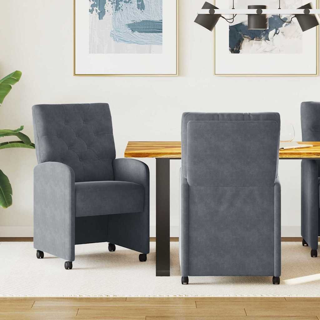 vidaXL Krzesła jadalne 2 pcs ciemno szary 58 x 67 x 97 cm Aksamit