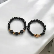 Pierścionki - Zestaw pierścionków : onyks, złoty hematyt - miniaturka - grafika 1