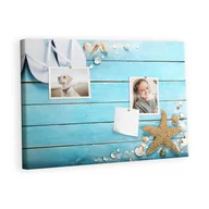 Tablice i flipcharty - Kolorowy Organizer - Tablica Korkowa z Pinezkami - Muszle na drewnie 60x40 cm - miniaturka - grafika 1