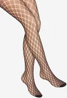 Rajstopy - Rajstopy damskie kabaretki czarne z geometrycznym wzorem Charly E04 Marilyn - miniaturka - grafika 1