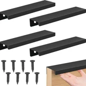 Zawiasy, okucia i inne akcesoria - Zestaw 4 czarnych uchwytów meblowych 120 mm, ukrytych, niewidocznych uchwytów do szafek, niewidocznych uchwytów do szafek kuchennych z aluminium, ukry - miniaturka - grafika 1