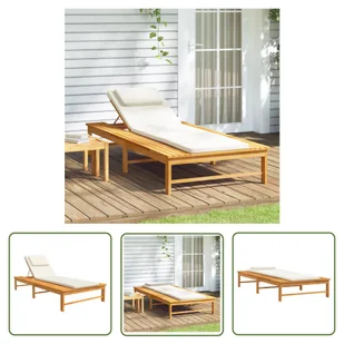 The Living Store Leżak z poduszkami - kremowy - lite drewno akacjowe - Leżak - Leżaki ogrodowe The Living Store Leżak z poduszkami - kremowy - lite drewno akacjowe - Leżak - Leżaki ogrodowe - miniaturka - grafika 1